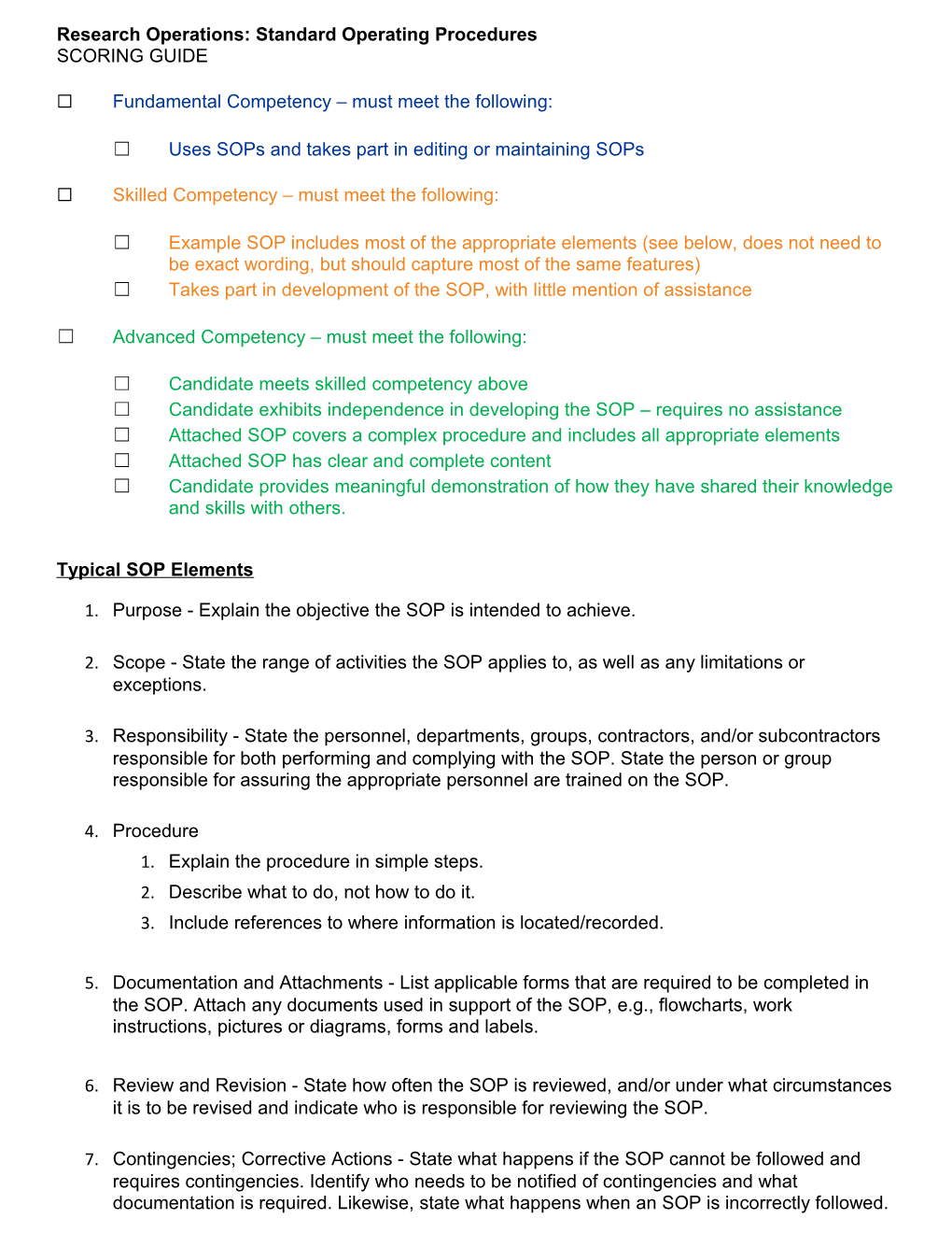 Research Operations: Standard Operating Procedures