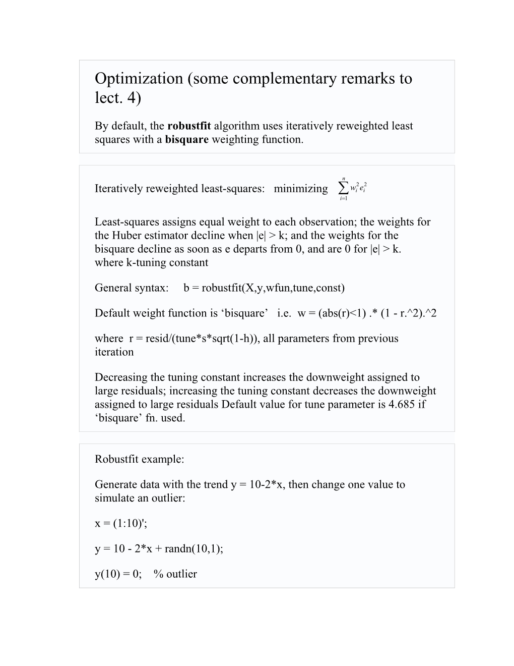 Optimization (Some Complementary Remarks to Lect. 4)