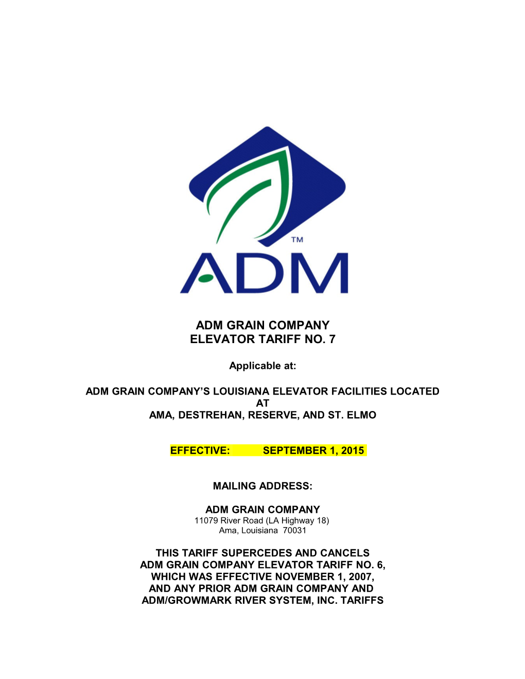 Adm Grain Company S Louisiana Elevator Facilities Located At