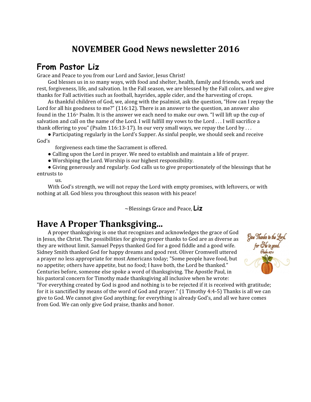 NOVEMBER Good News Newsletter 2016