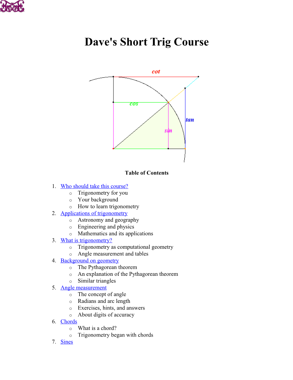 Dave's Short Trig Course