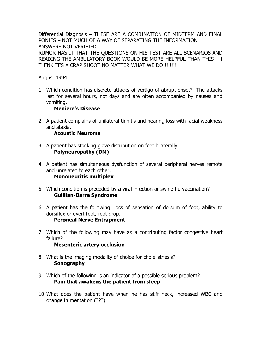 Differential Diagnosis Several Partials and Three Complete Ones