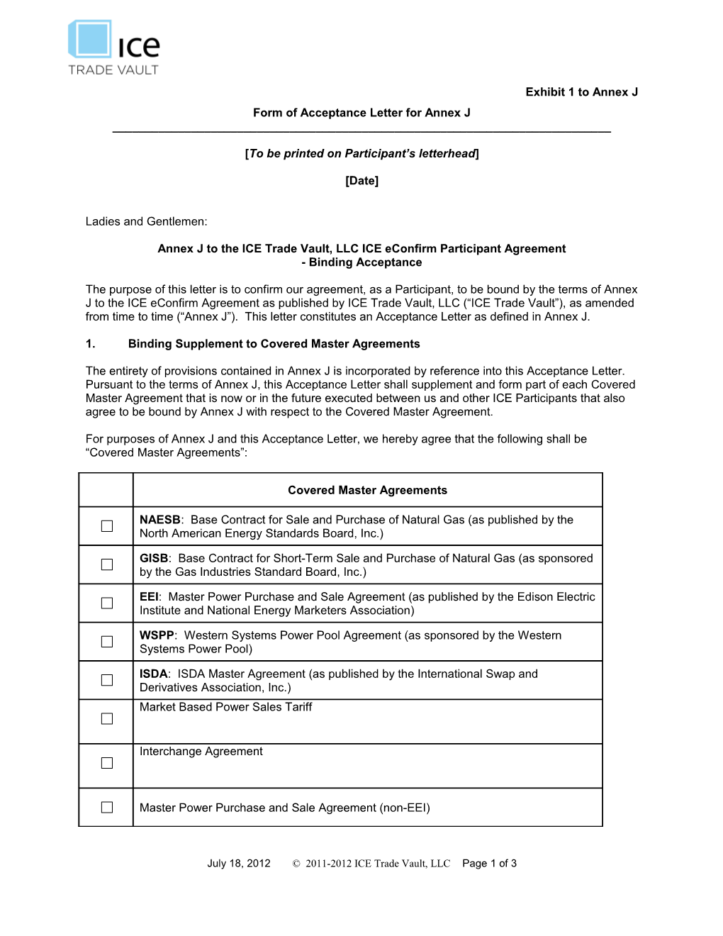 Ice Otc Participant Agreement