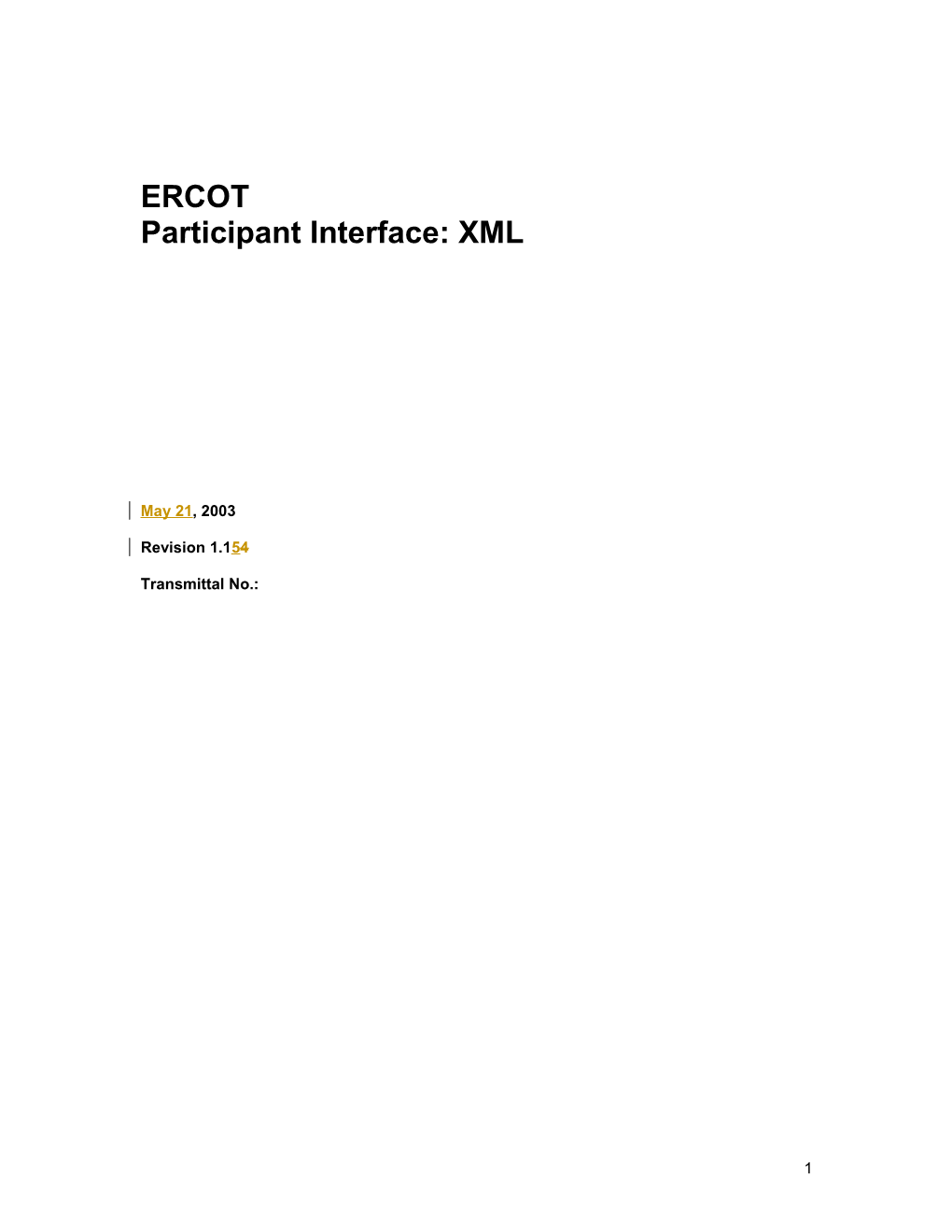 ERCOT Participant Interface: XML