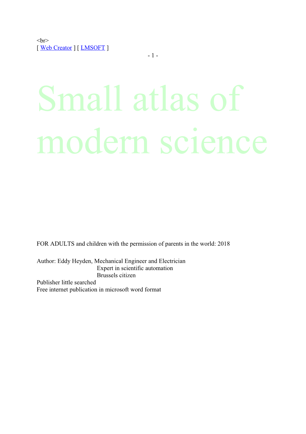 Small Atlas of Modern Science