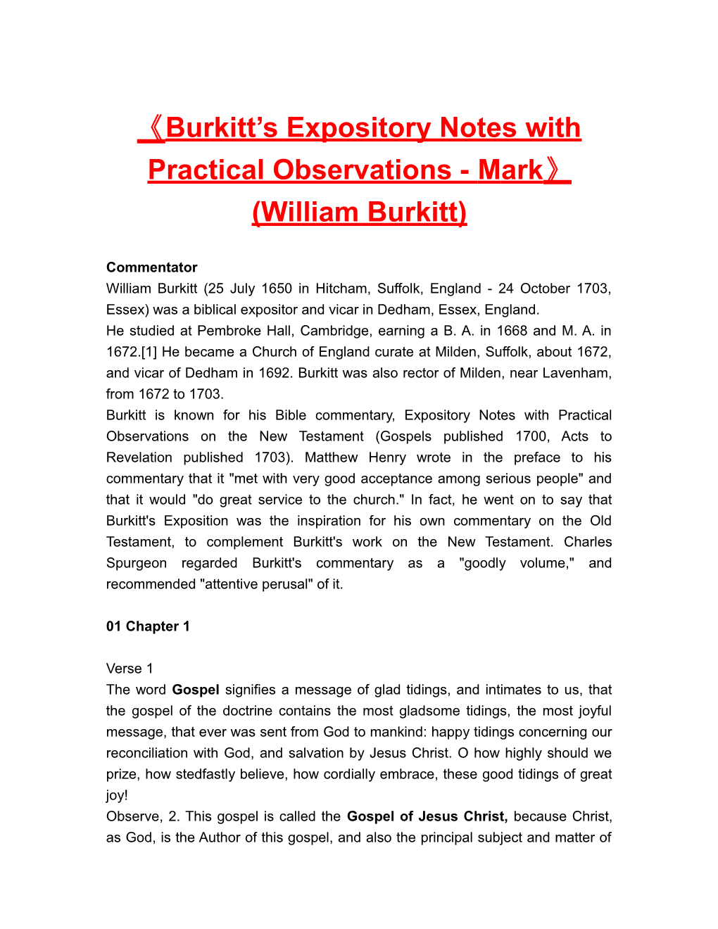 Burkitt S Expository Notes with Practical Observations-Mark (William Burkitt)