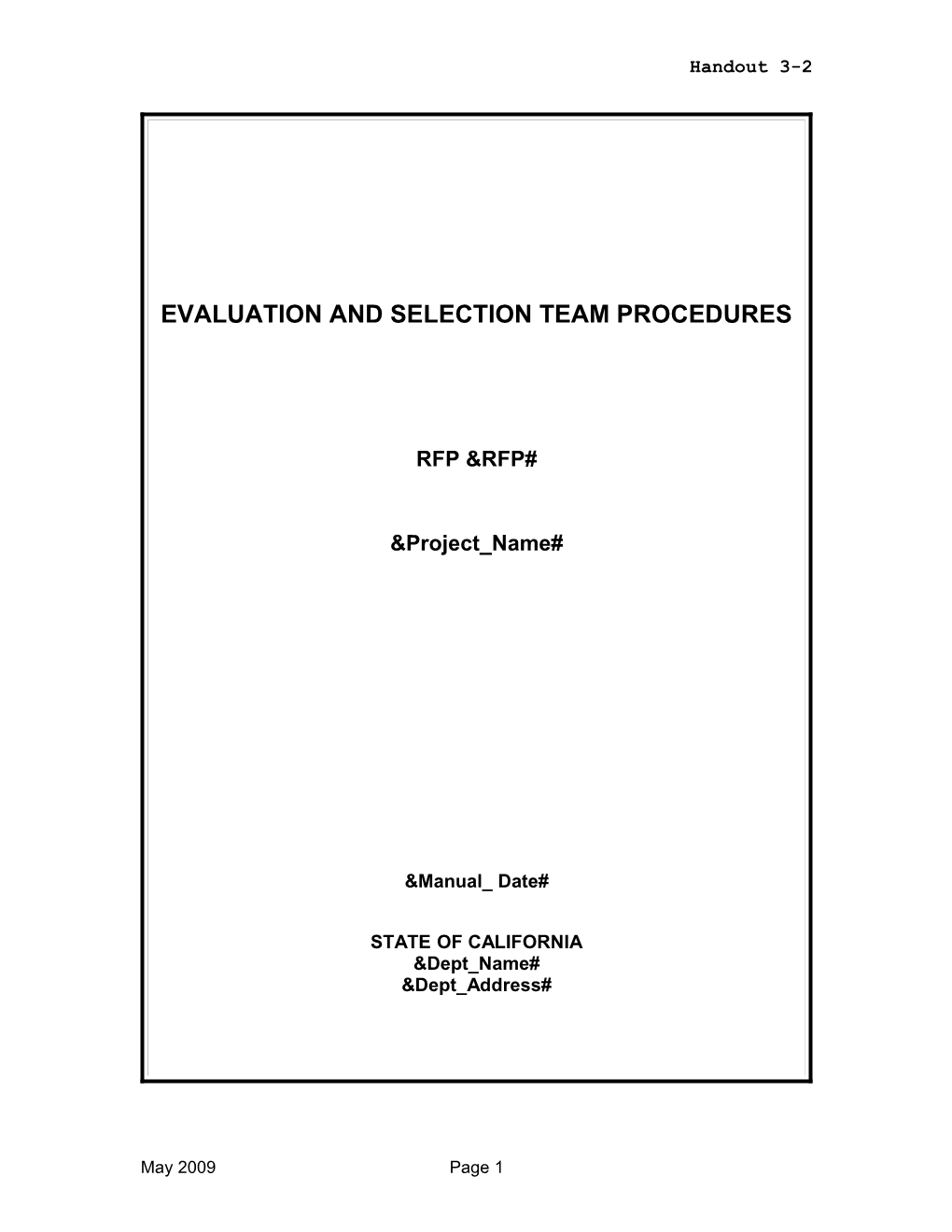 Evaluation and Selection Team Procedures for