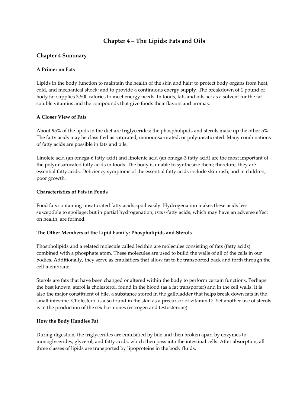 Chapter 4 the Lipids: Fats and Oils