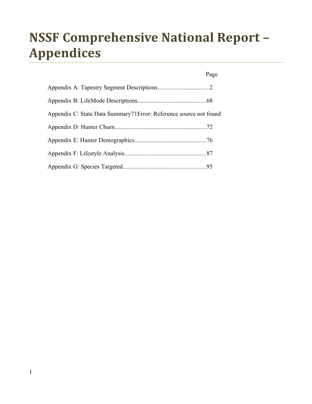 NSSF Comprehensive National Report Appendices