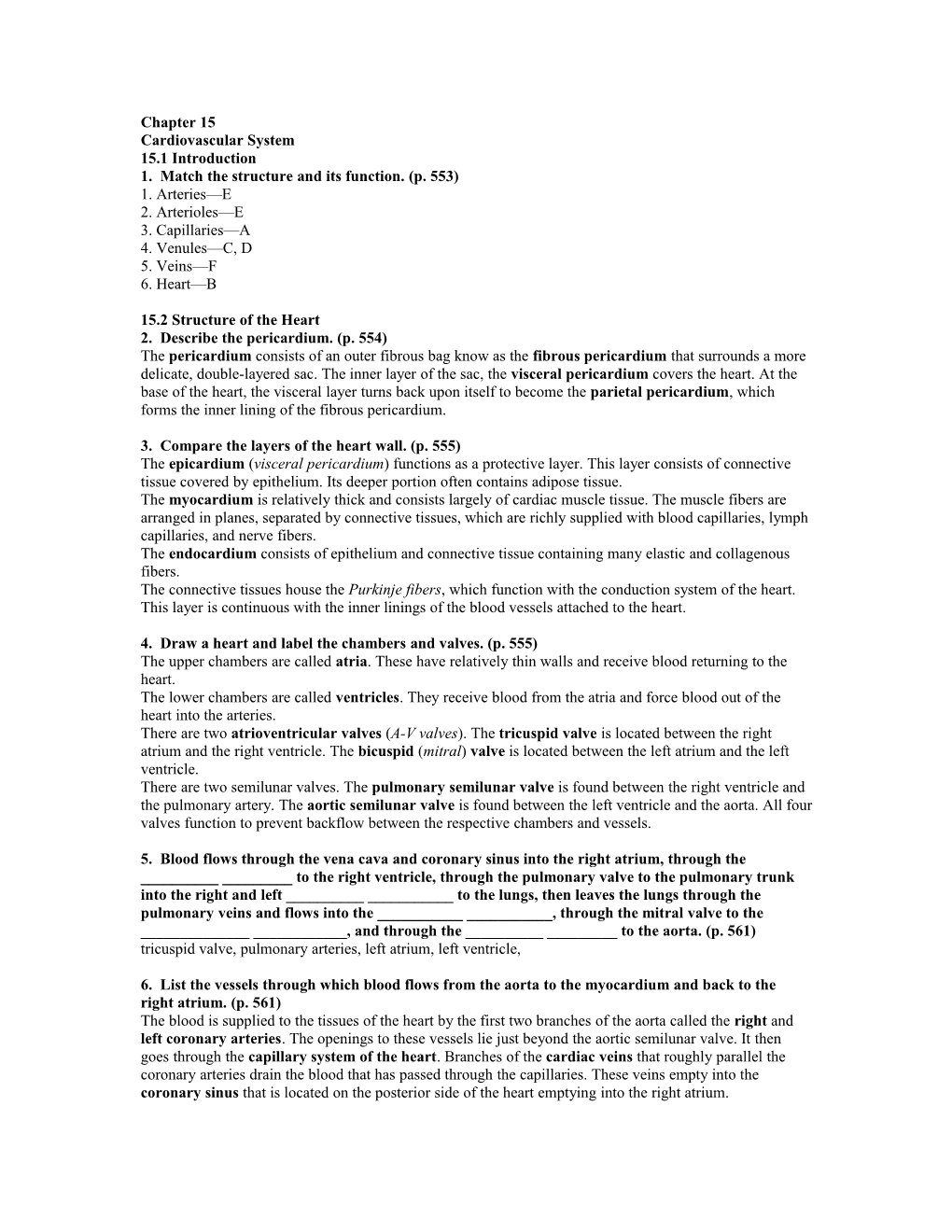 1. Match the Structure and Its Function. (P. 553)