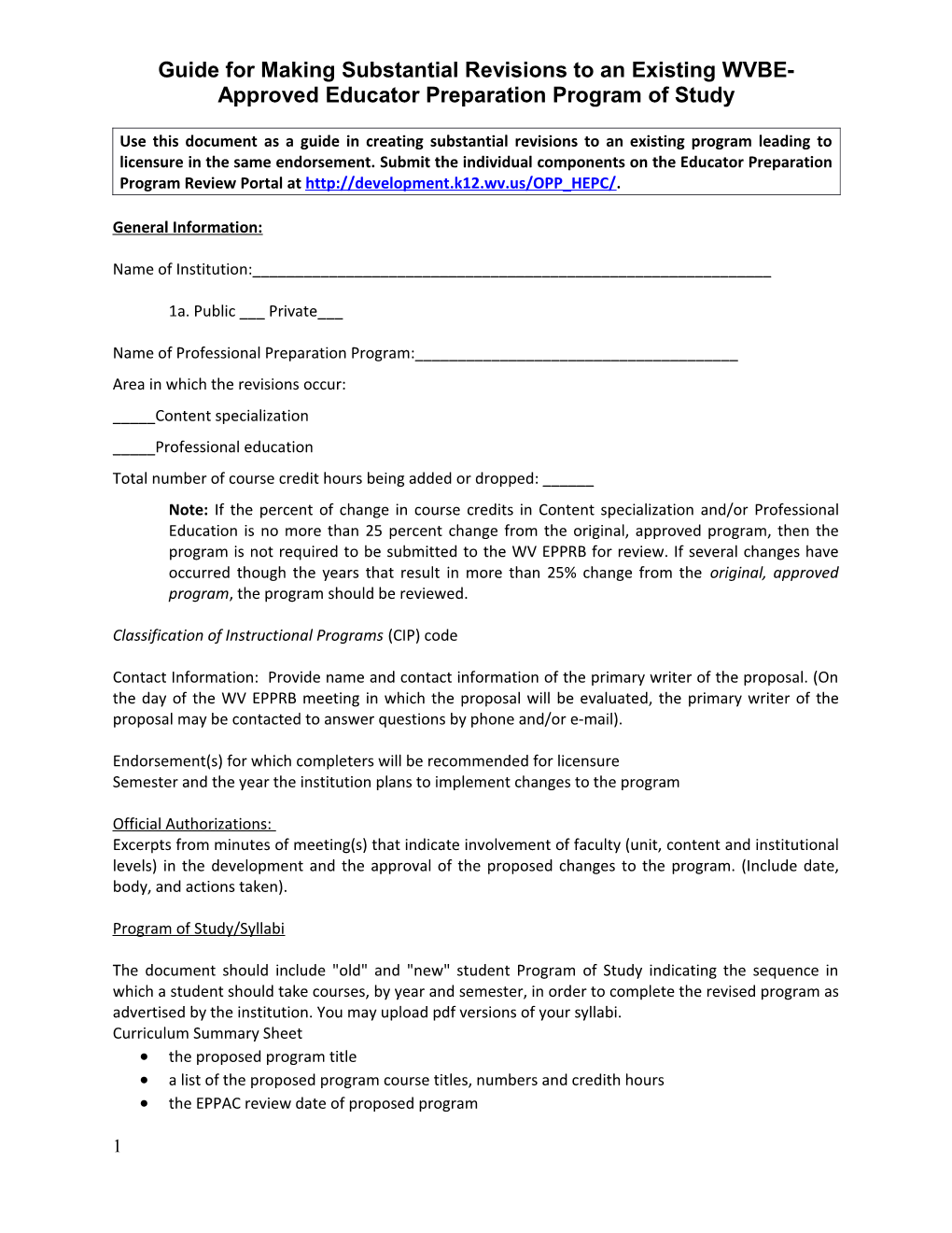 Professional Preparation Program Evaluation Form