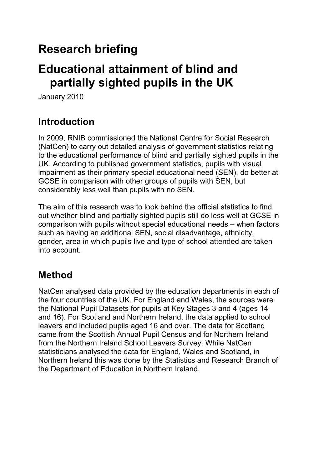 Educational Attainment Brief for UK