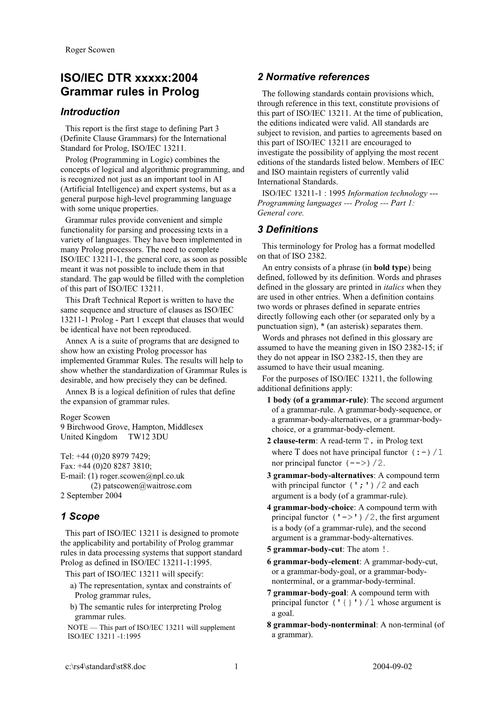 ISO/IEC DTR Xxxxx:2004Grammar Rules in Prolog