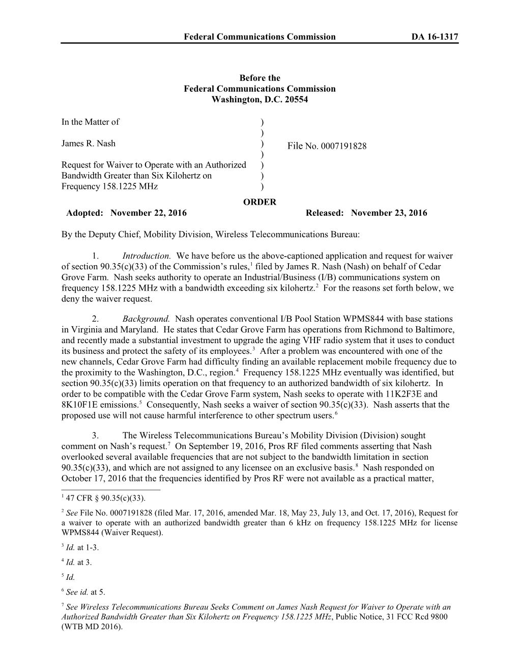 Federal Communications Commissionda 16-1317