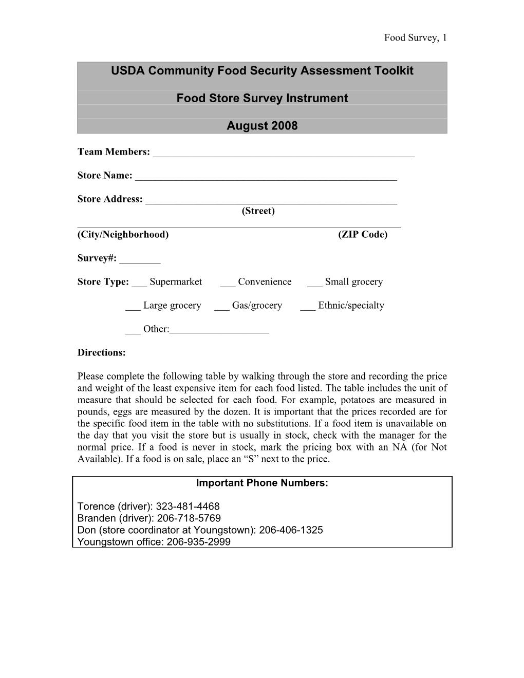 USDA Community Food Security Assessment Toolkit