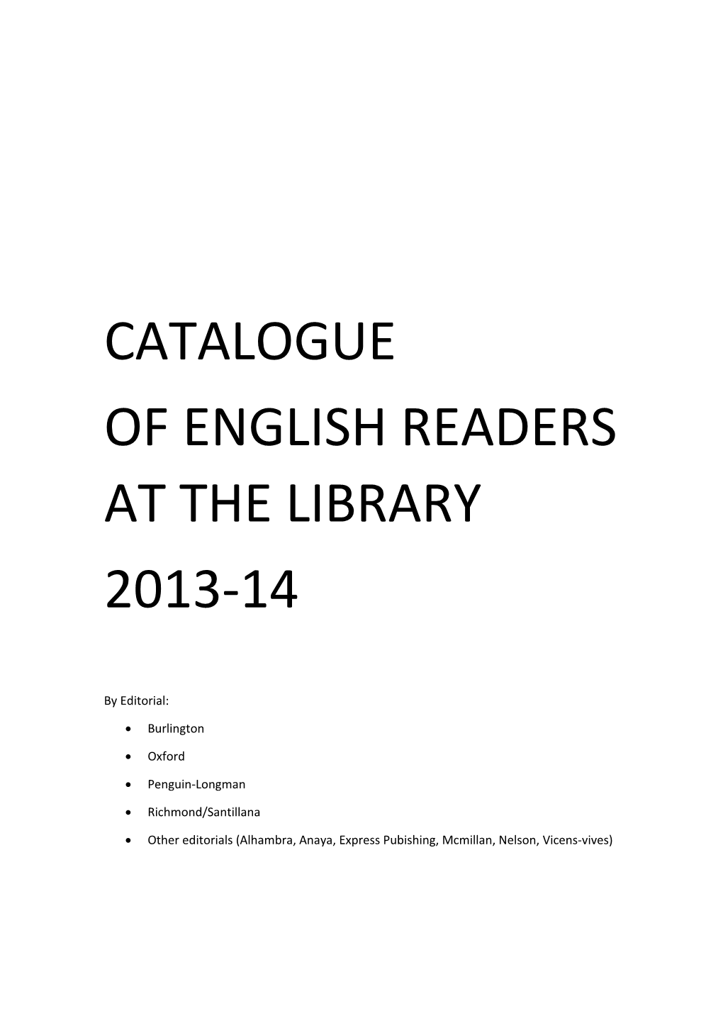 Of English Readers at the Library
