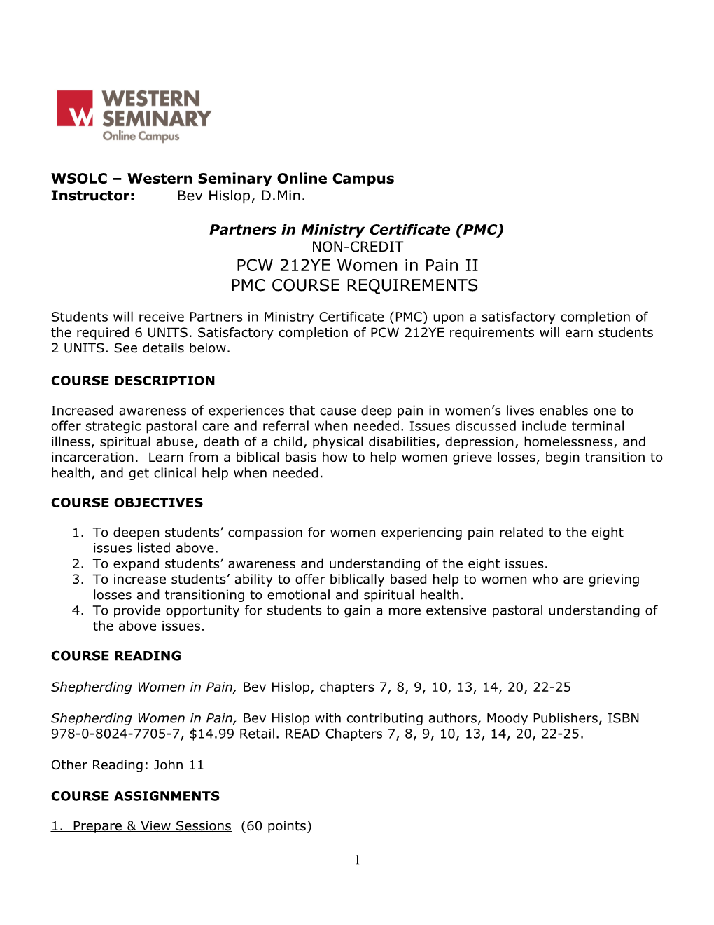 NWMA Pastoral Care to Women Certificate