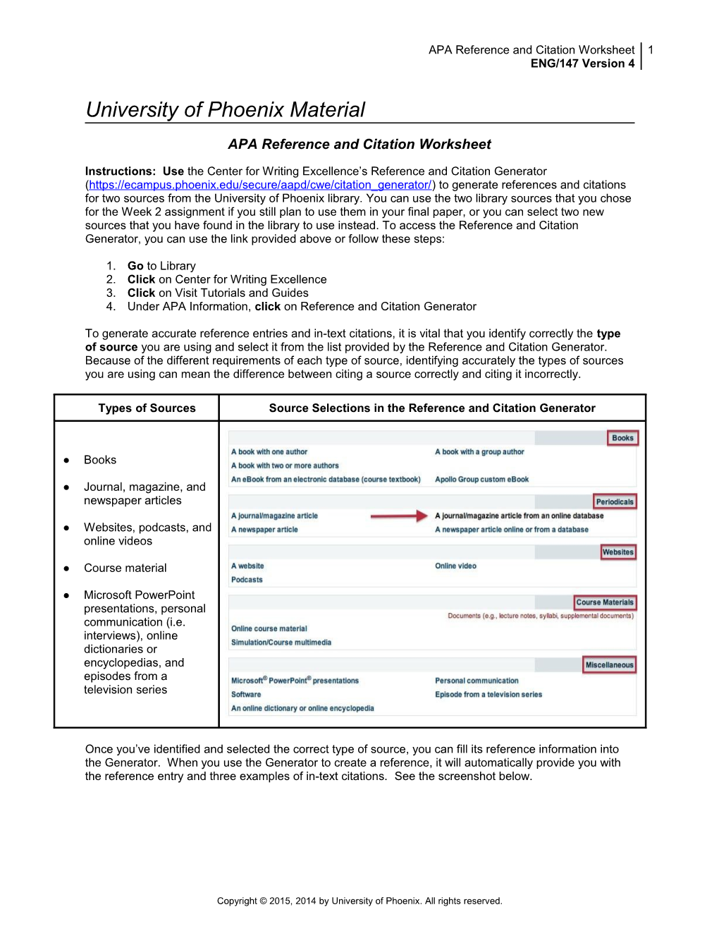 APA Reference and Citation Worksheet