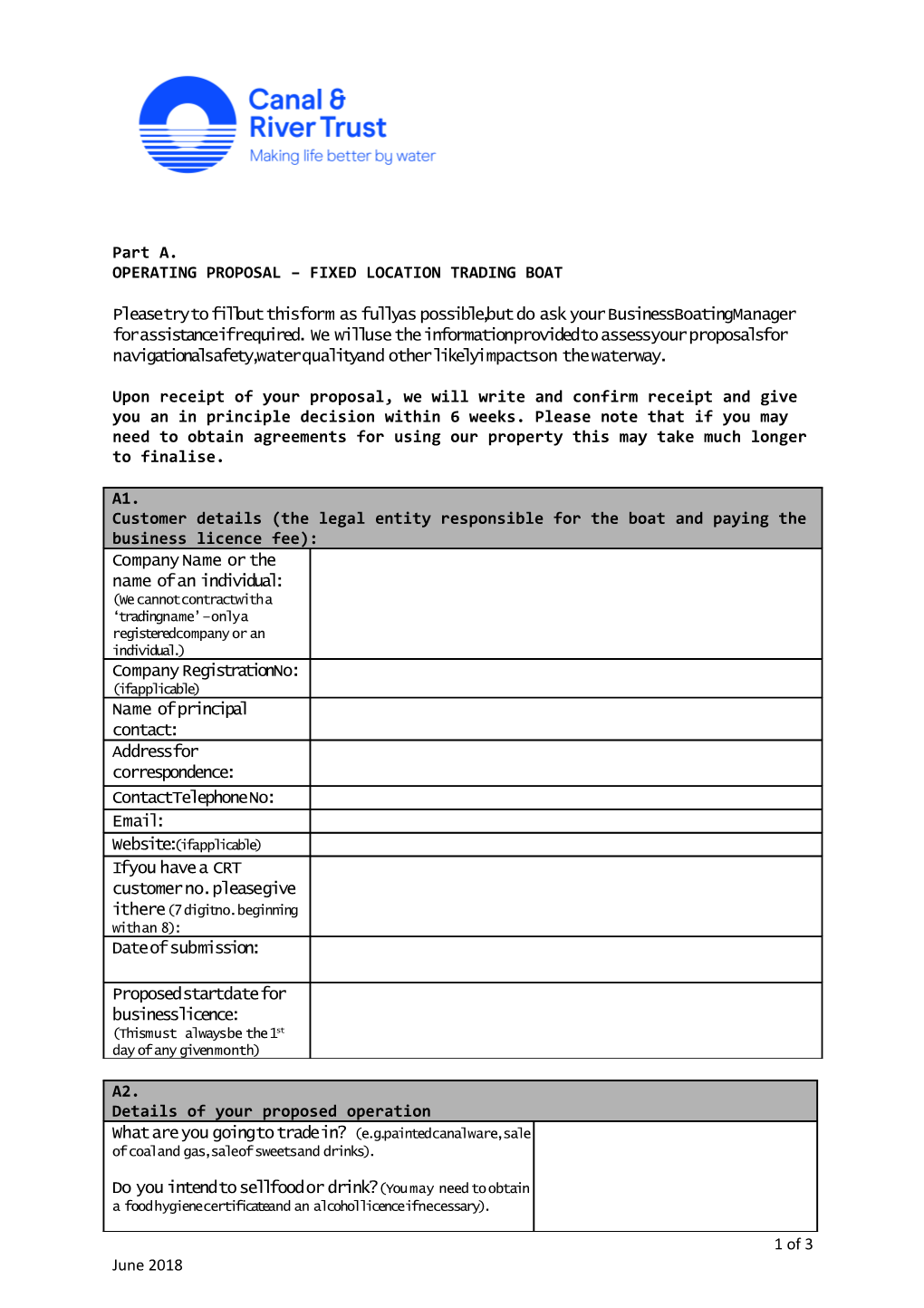 Operating Proposal Fixed Location Trading Boat