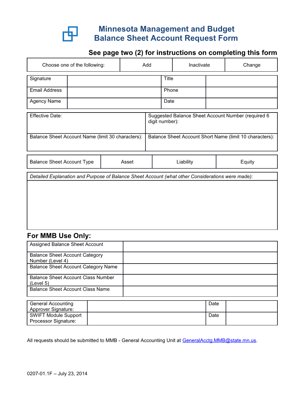 0207-01.1F Balance Sheet Accounts Request Form