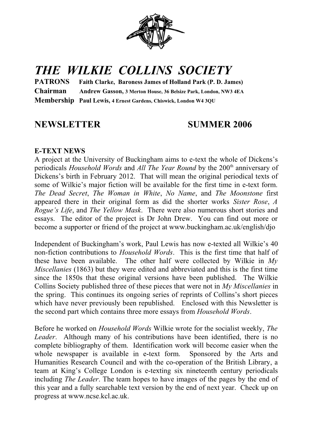 The Wilkie Collins Society