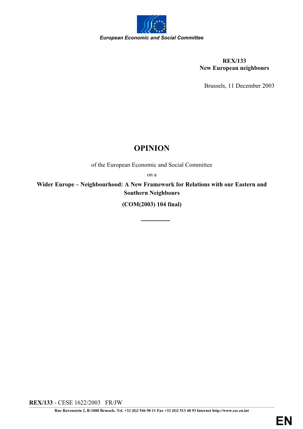 Committee Opinion CES1622-2003 AC EN