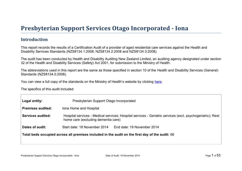 Presbyterian Support Services Otago Incorporated - Iona