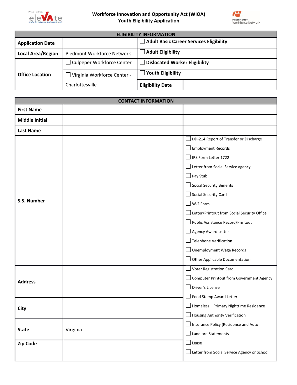 Youth Eligibility Application