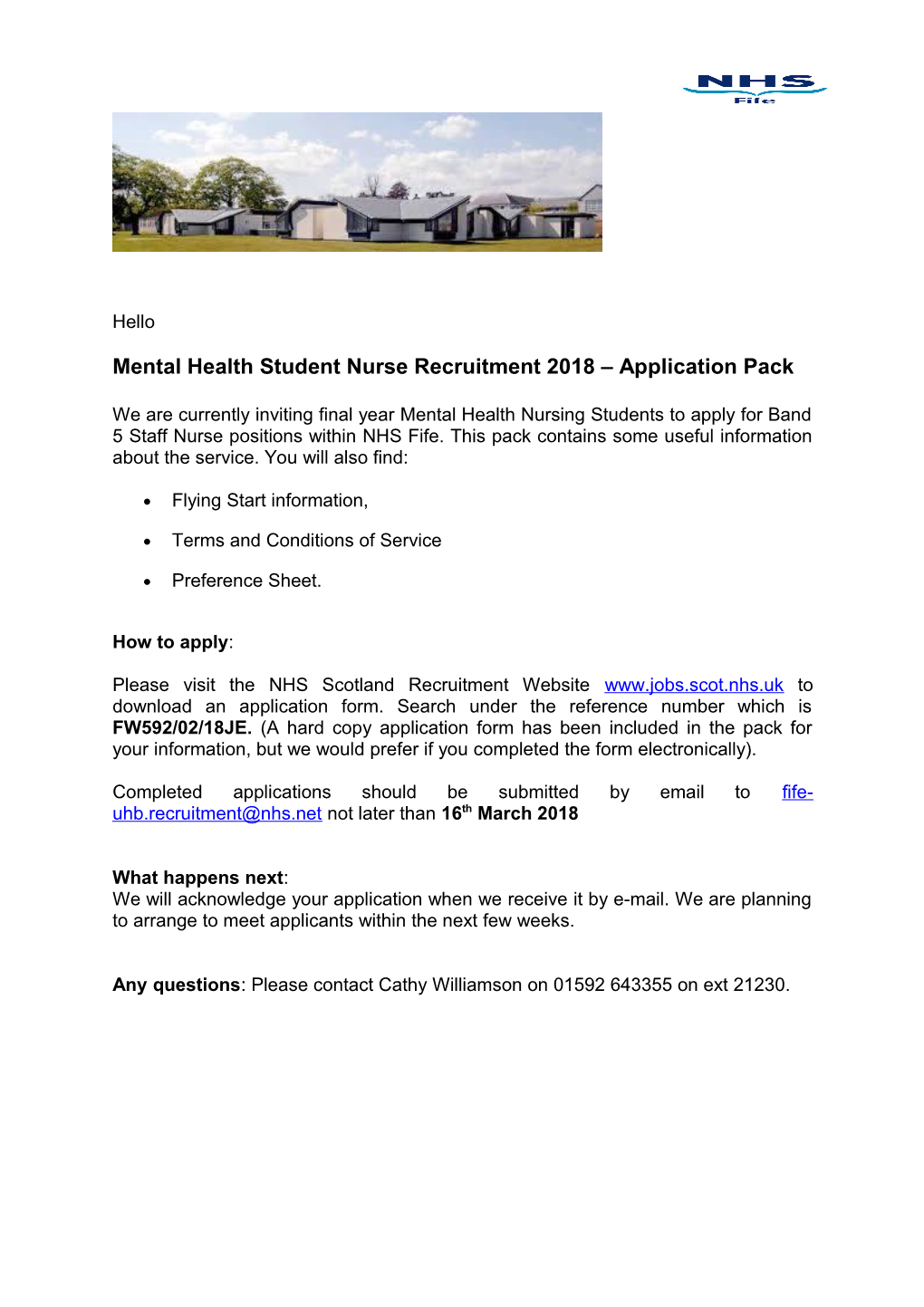 Mental Health Student Nurse Recruitment 2018 Application Pack