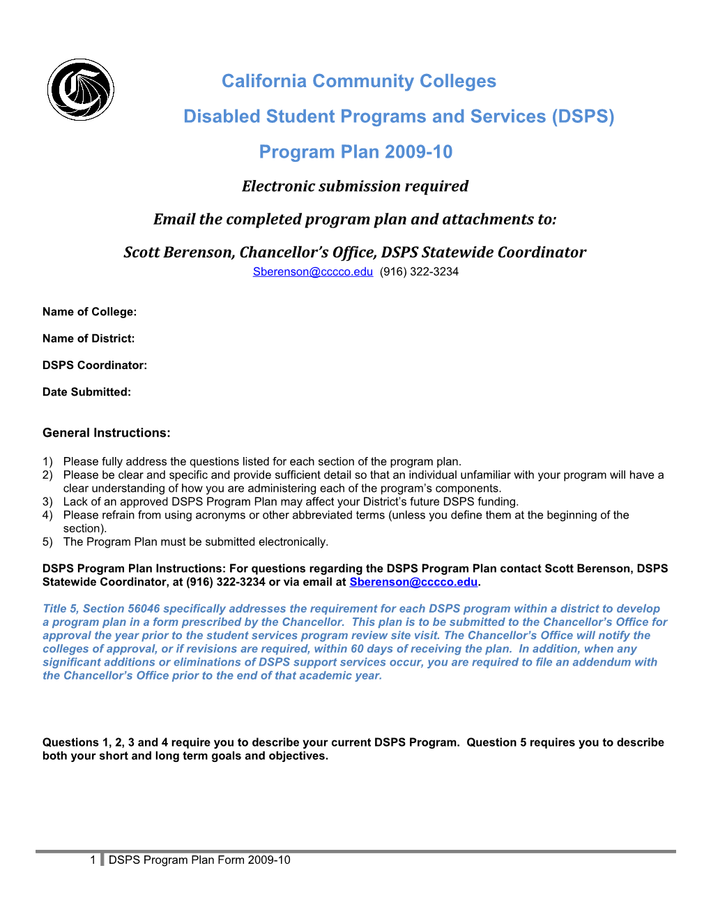Disabled Student Programs and Services (DSPS)