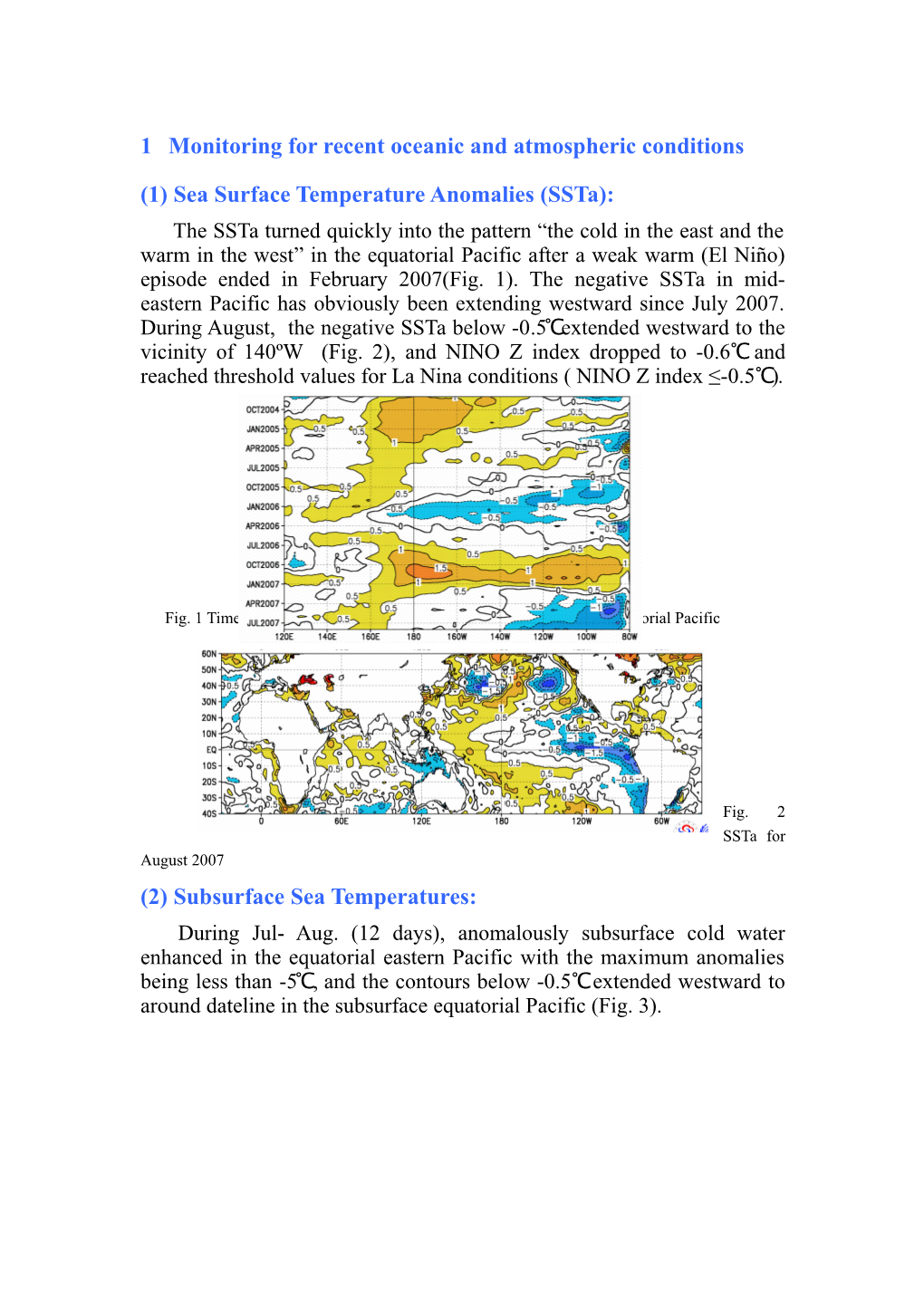 1Monitoring for Recent Oceanic and Atmospheric Conditions