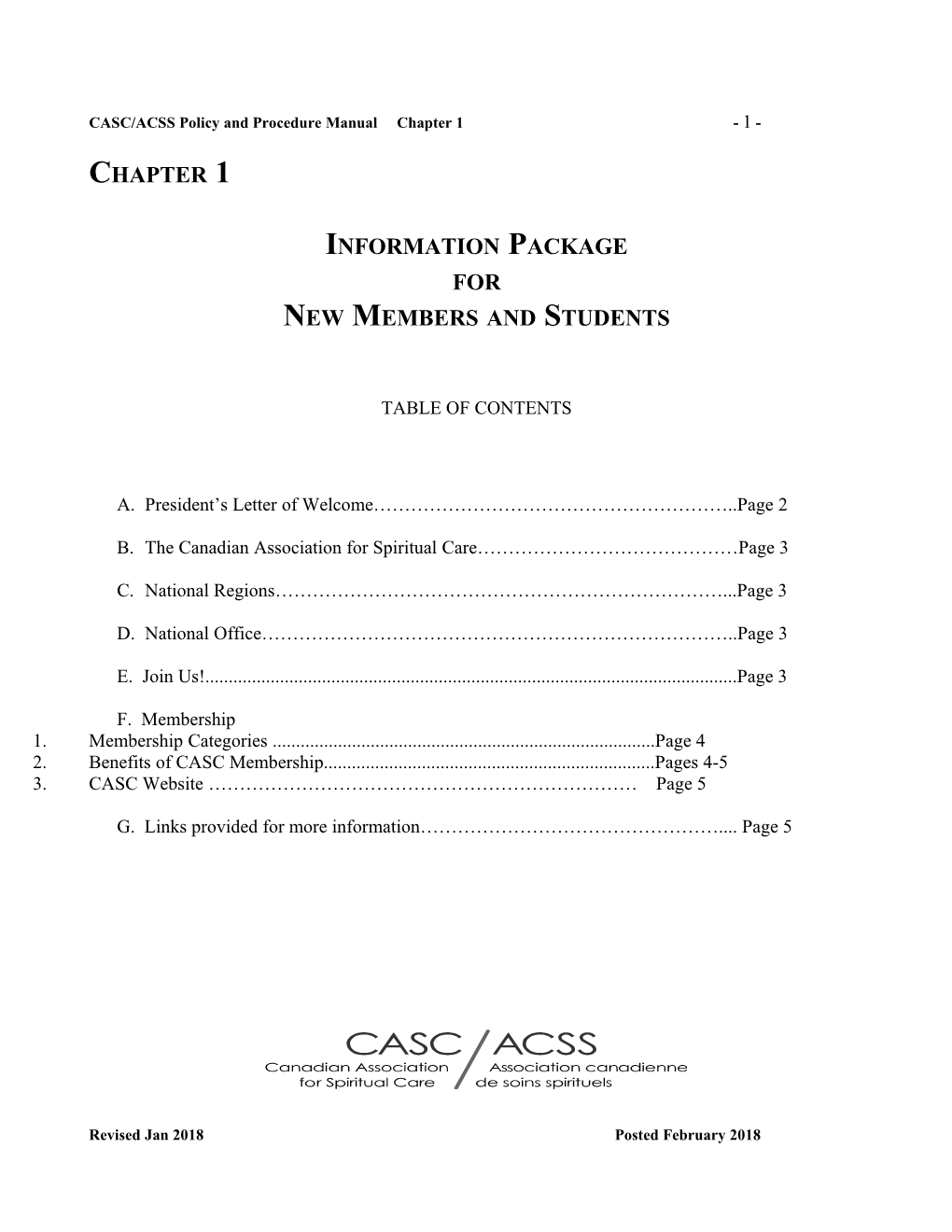 CASC/ACSS Policy and Procedure Manual Chapter 1 - 1