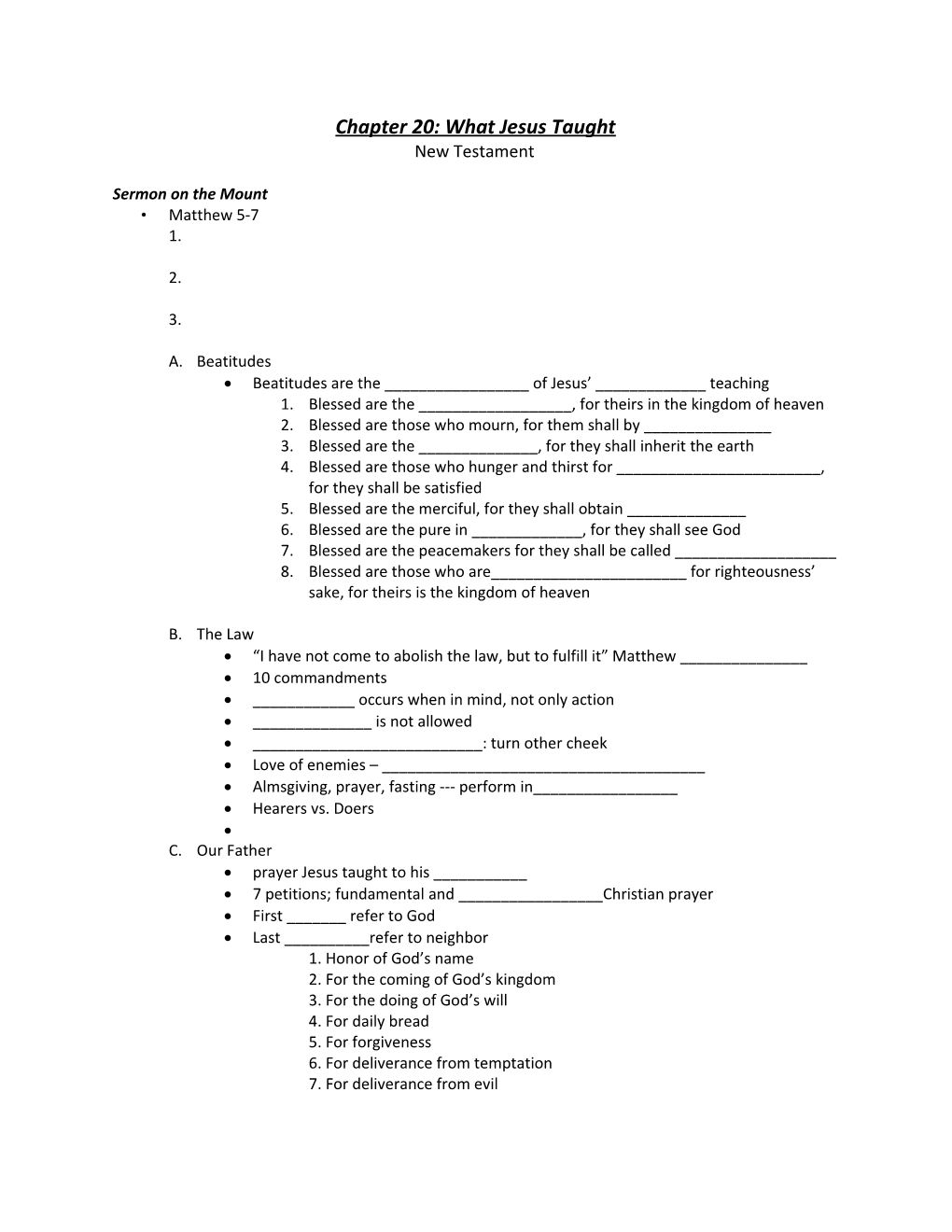 Chapter 20: What Jesus Taught