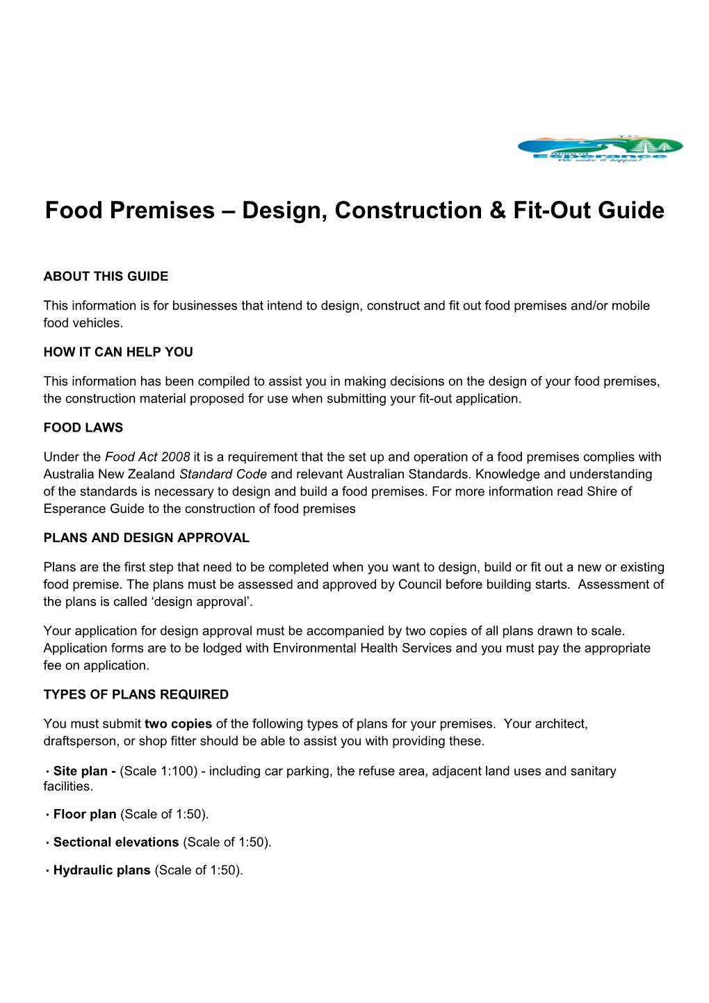 Food Premises Design, Construction & Fit-Out Guide