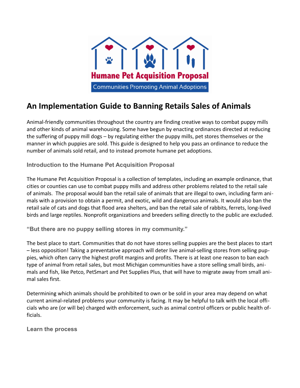 An Implementation Guide to Banning Retails Sales of Animals