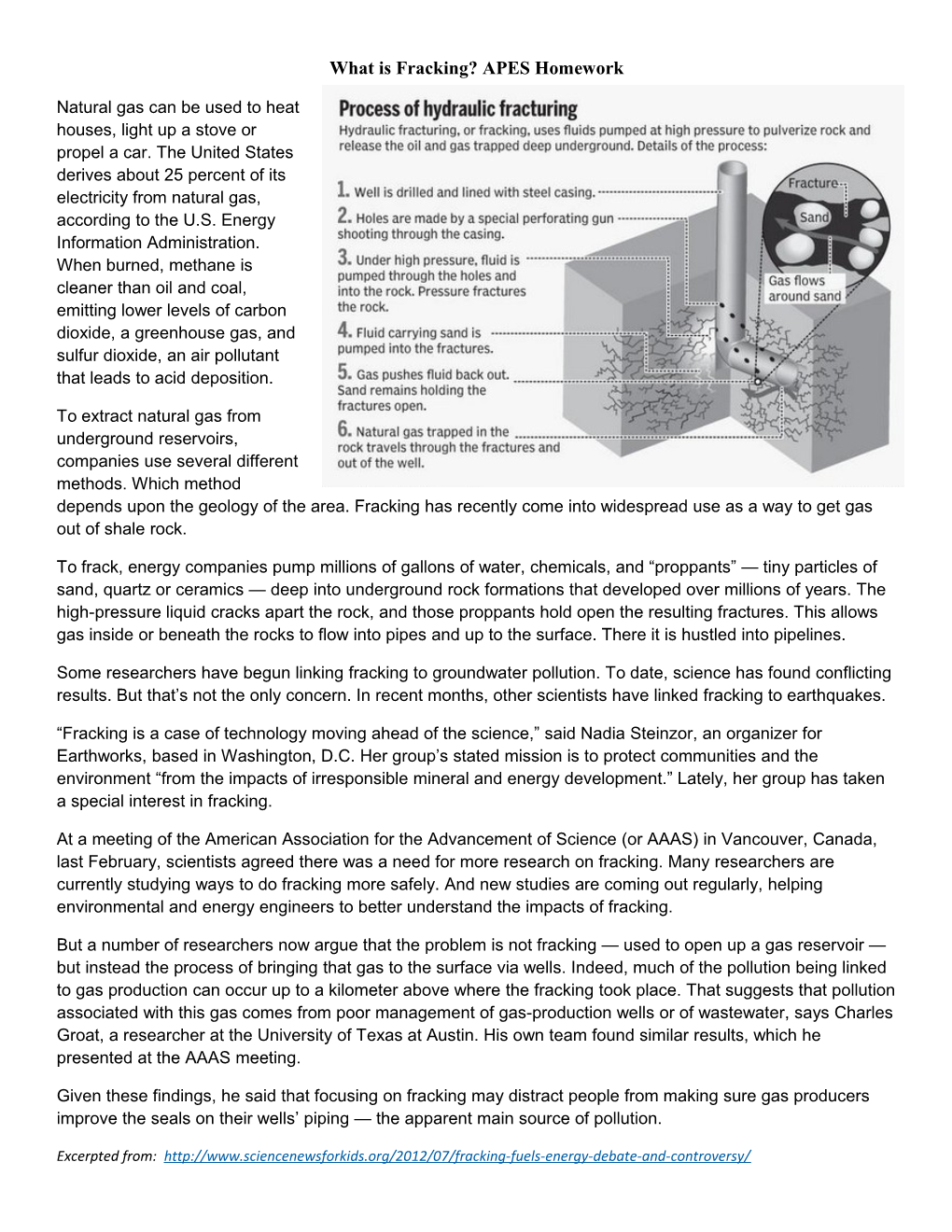 What Is Fracking? APES Homework