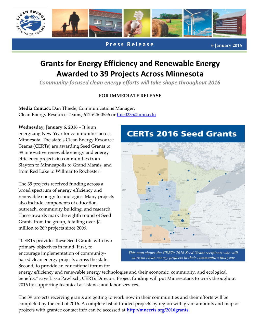 Grants for Energy Efficiency and Renewable Energy Awarded to 39 Projects Across Minnesota
