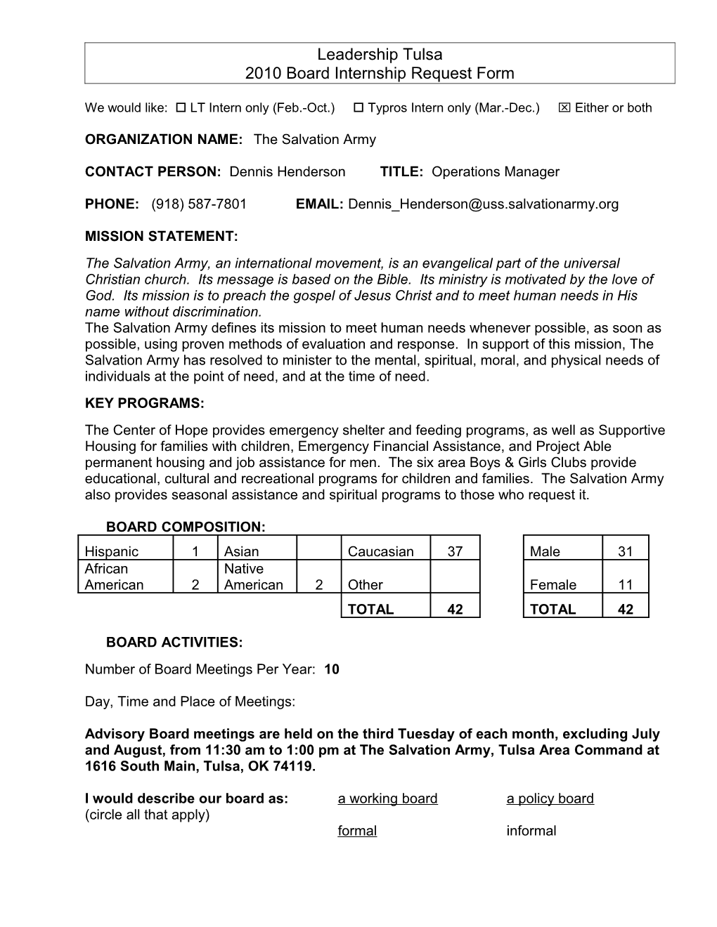 2010 Board Internship Request Form