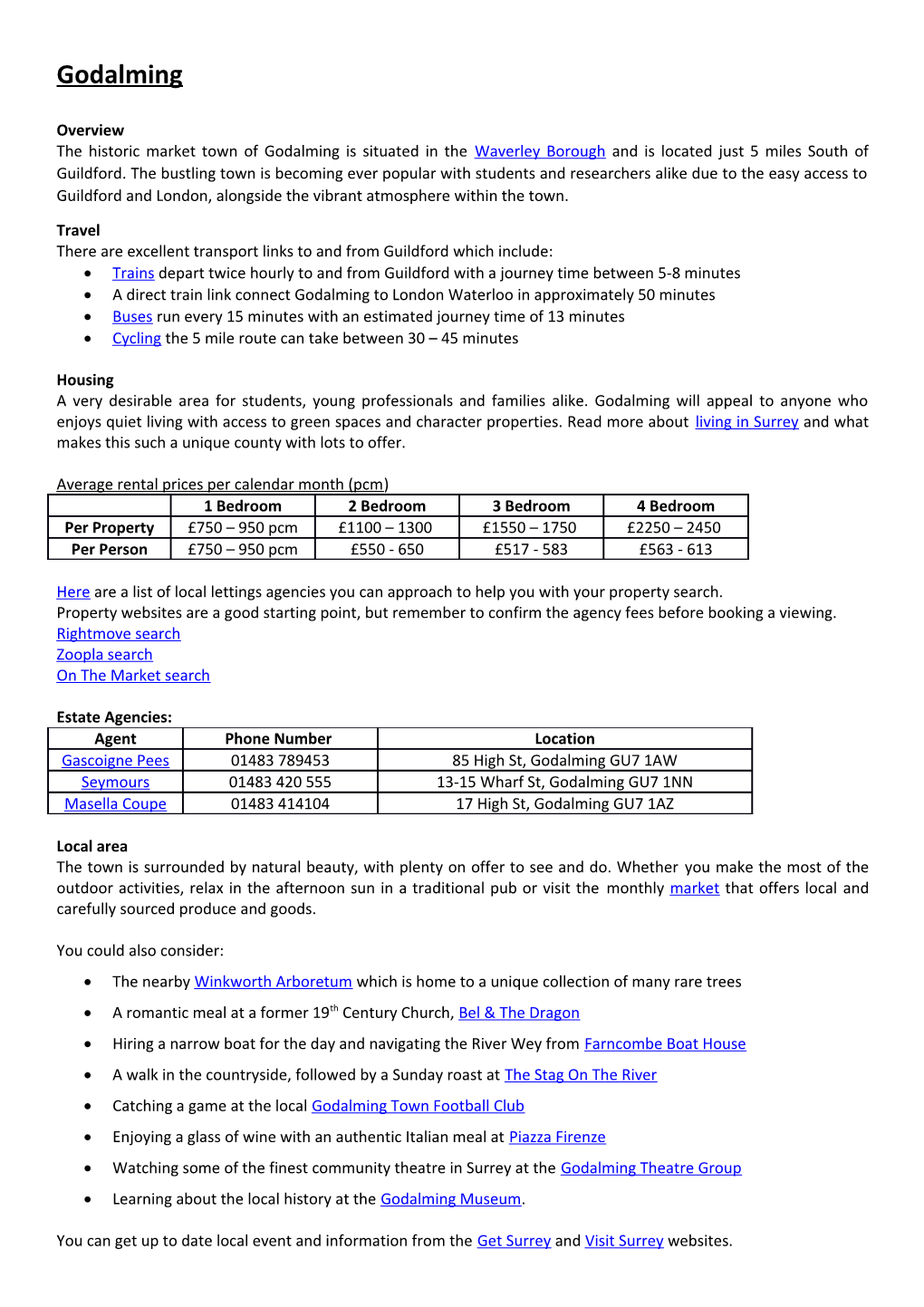 There Are Excellent Transport Links to and from Guildford Which Include