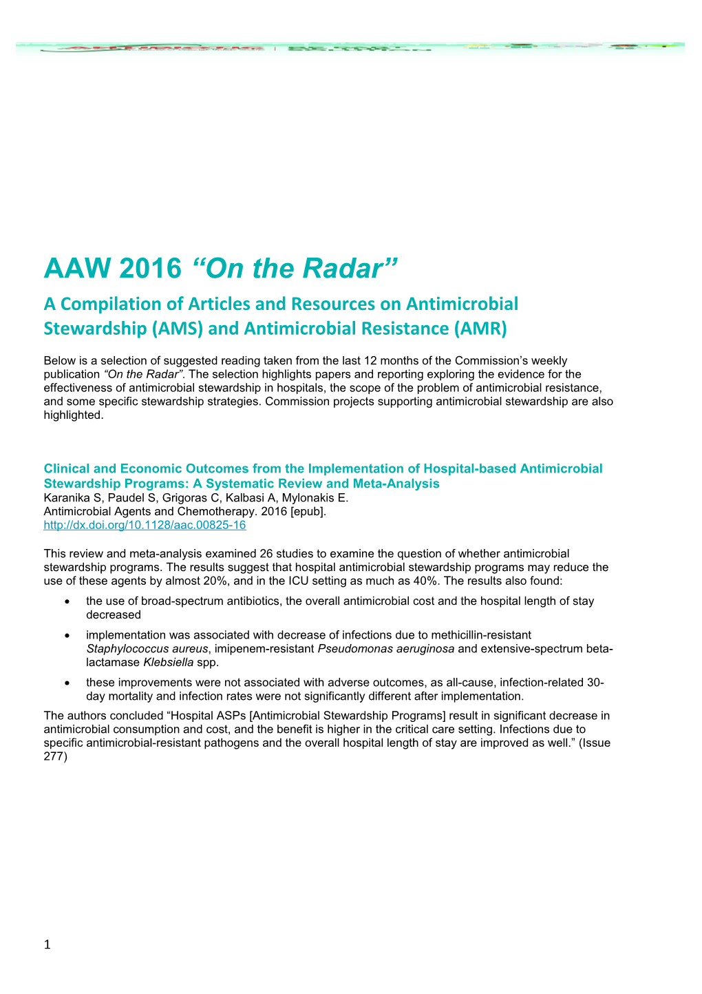 AAW 2016 on the Radar