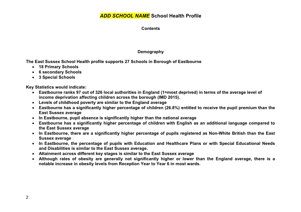 ADD SCHOOL NAME School Health Profile