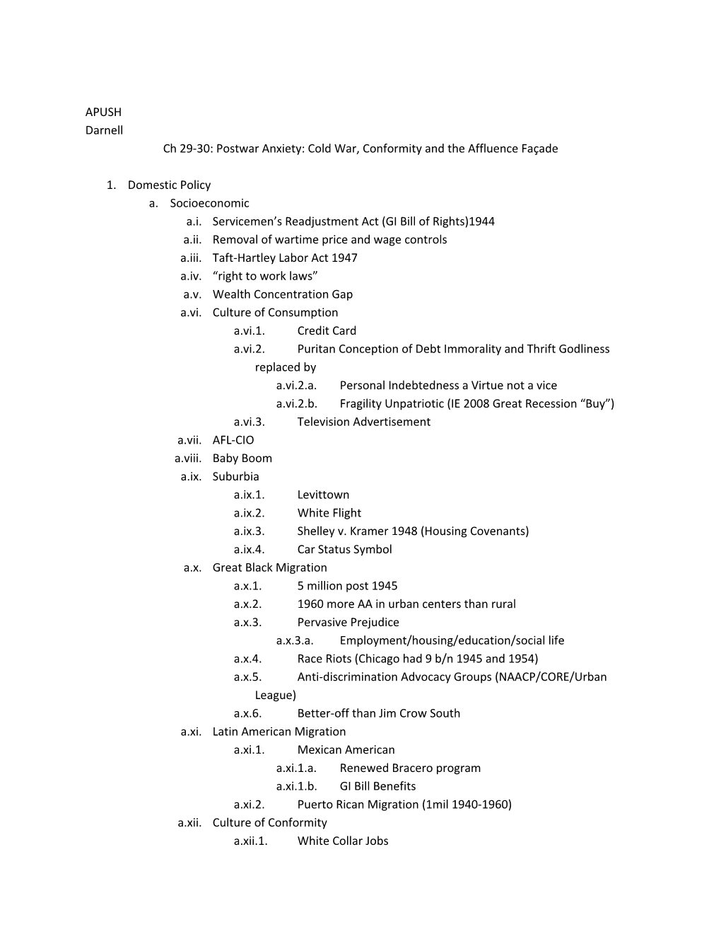 Ch 29-30: Postwar Anxiety: Cold War, Conformity and the Affluence Façade