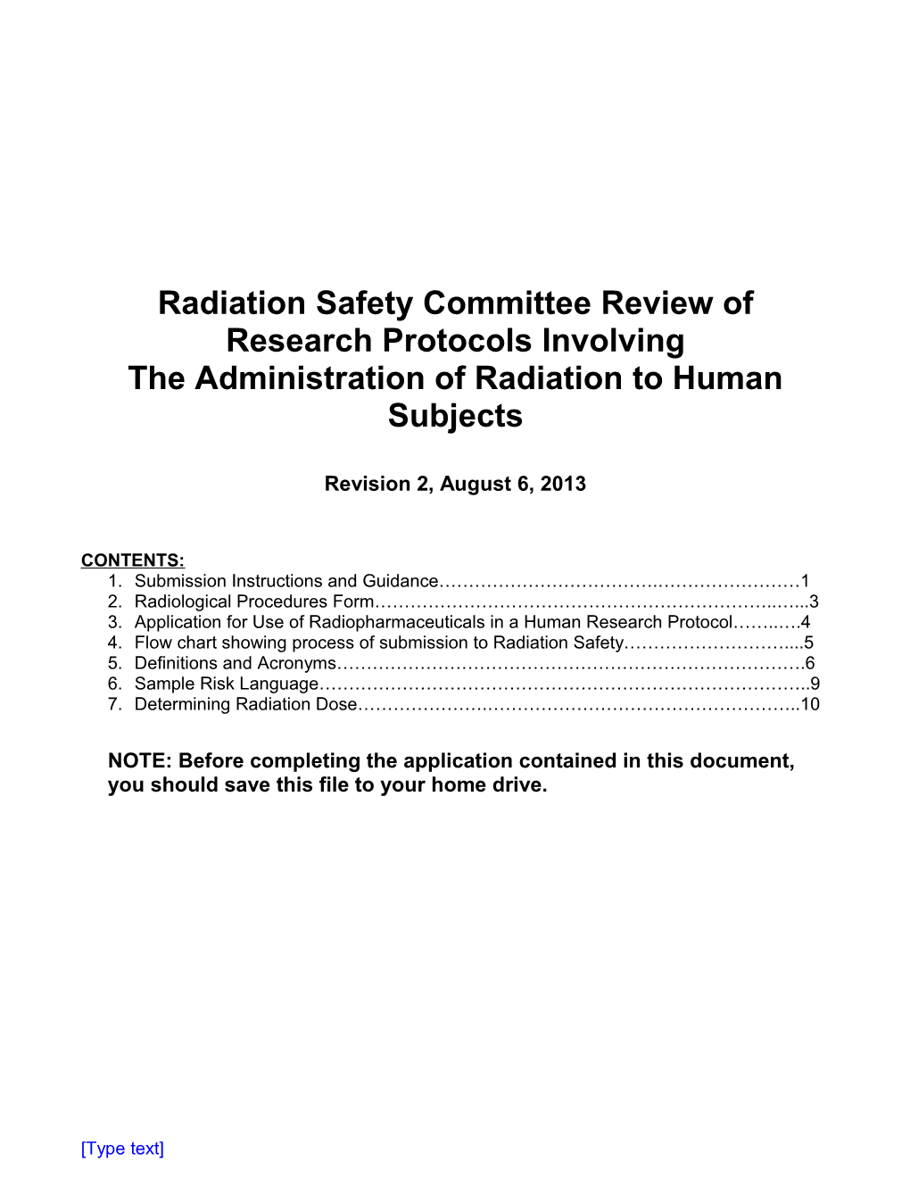 Radiation Safety Committee Review of Research Protocols Involving