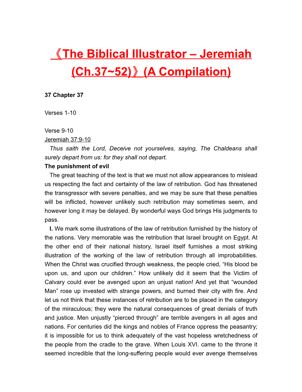 The Biblical Illustrator Jeremiah (Ch.37 52) (A Compilation)