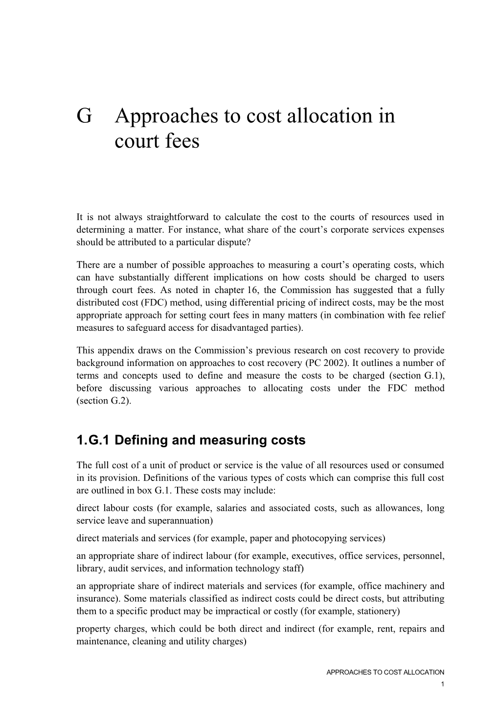 Approaches to Cost Allocation