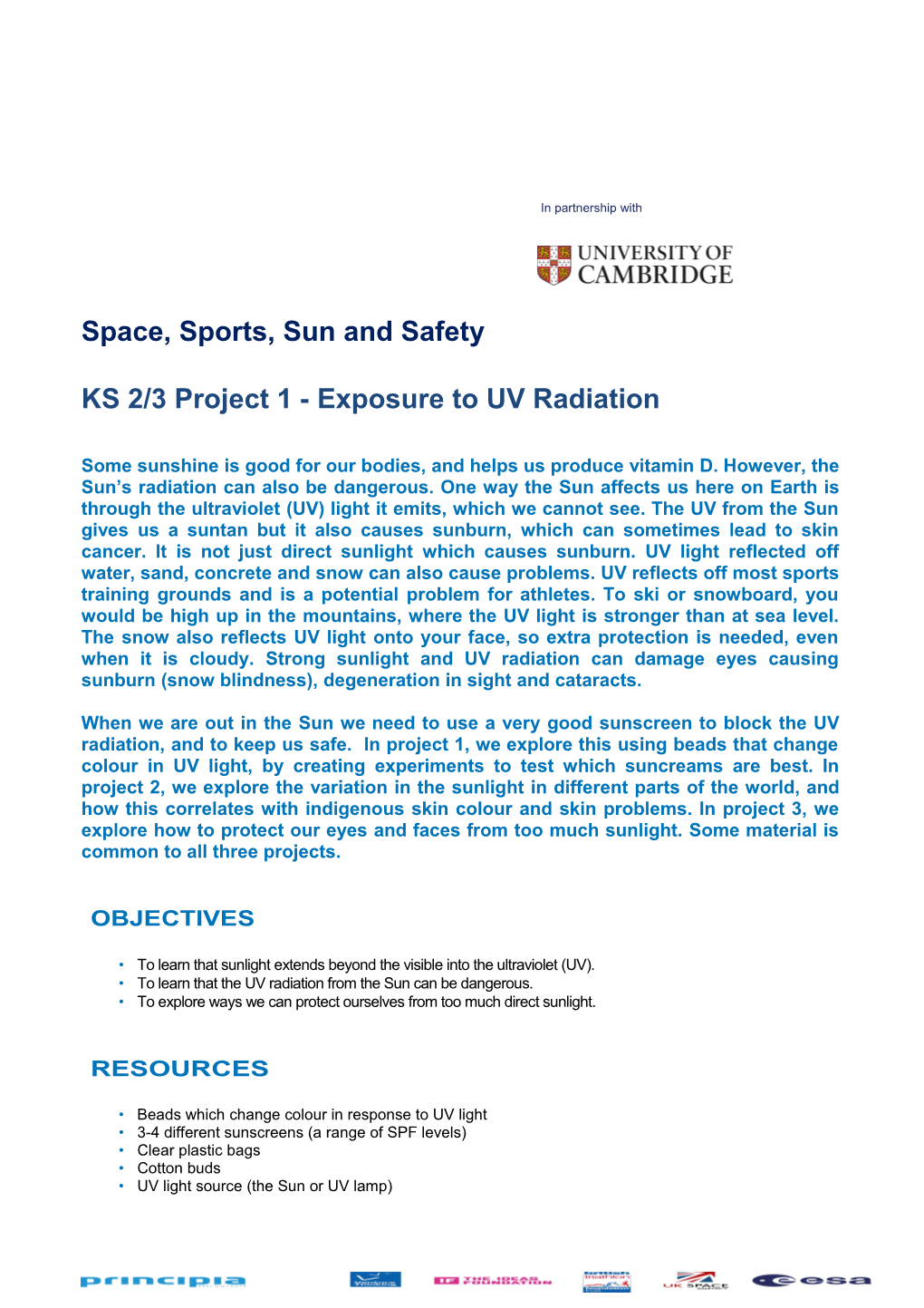 KS 2/3 Project 1 - Exposure to UV Radiation - KS2/3