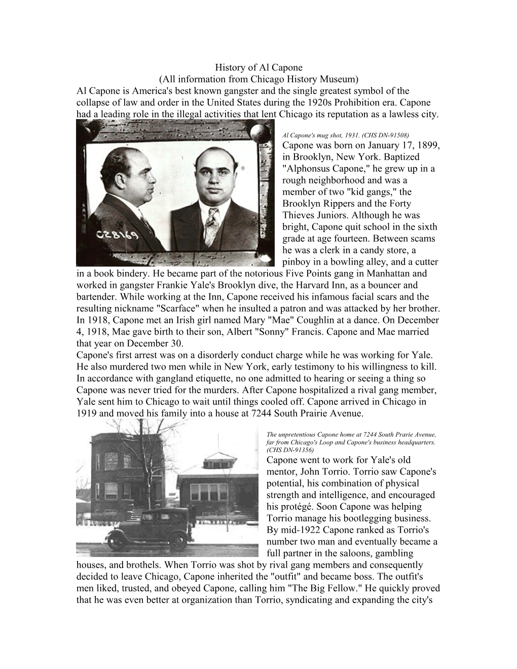 History of Al Capone