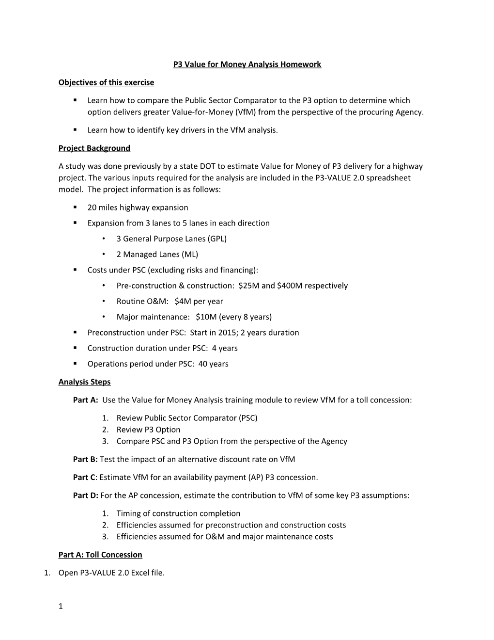 P3 Value for Money Analysis Homework