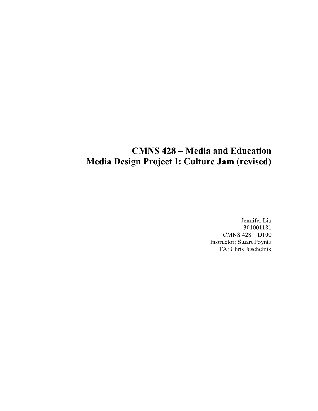 CMNS 428 Media and Education