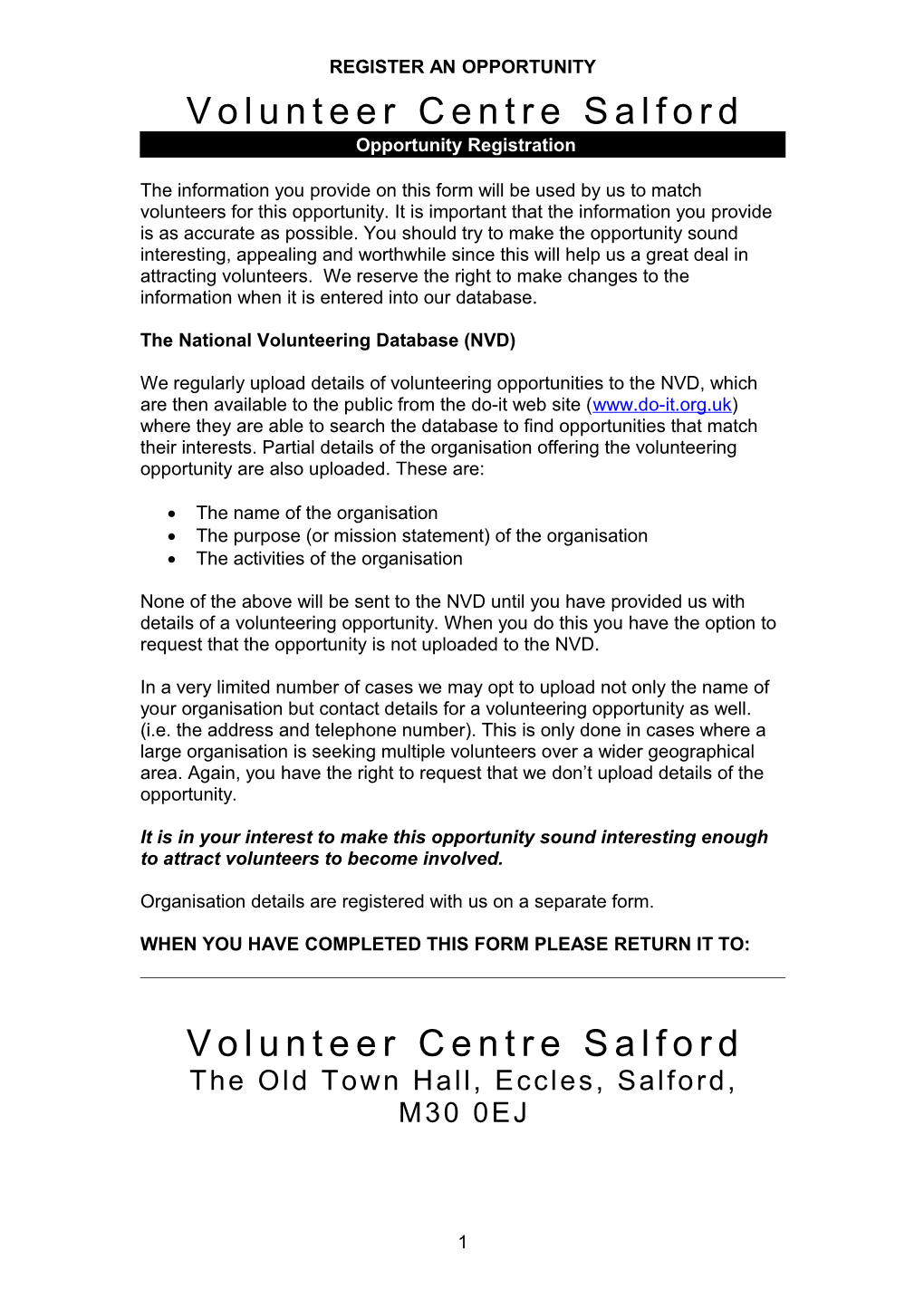 Register an Opportunity